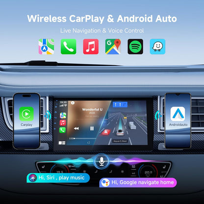 9 Inch Cars Radio with Apple Carplay and Android Auto, 2 Din Car Stereo with HD Backup Camera, GPS Navigation, Bluetooth, Voice Control, Mirror Link, FM/AM/AUX for All Vehicles(4+64Gb)